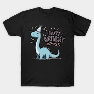 Kawaii Happy Birthday Dinosaur Brontosaurus Party T-Shirt